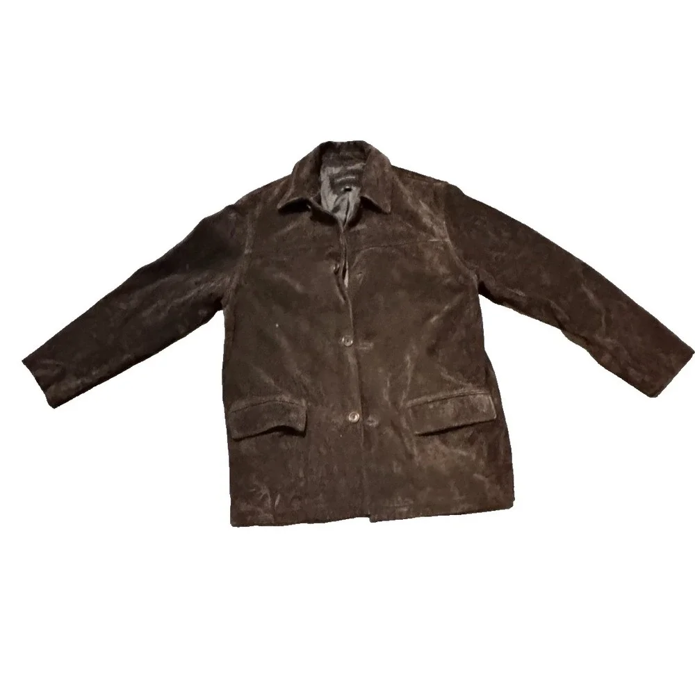 Banana Republic Soft Heavy Weight Chocolate Brown Suede Leather Jacket - M